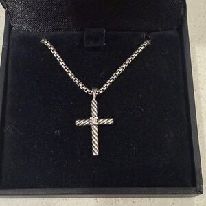 Sterling Silver David Yurman Cable Cross Pendant Necklace